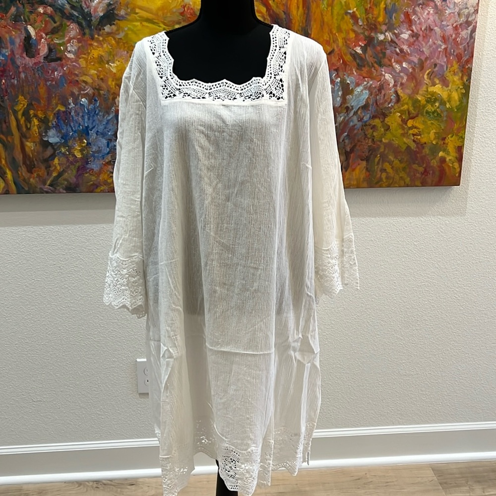 Talbot lace edge dress.  White.  New without tags.  Size 3x